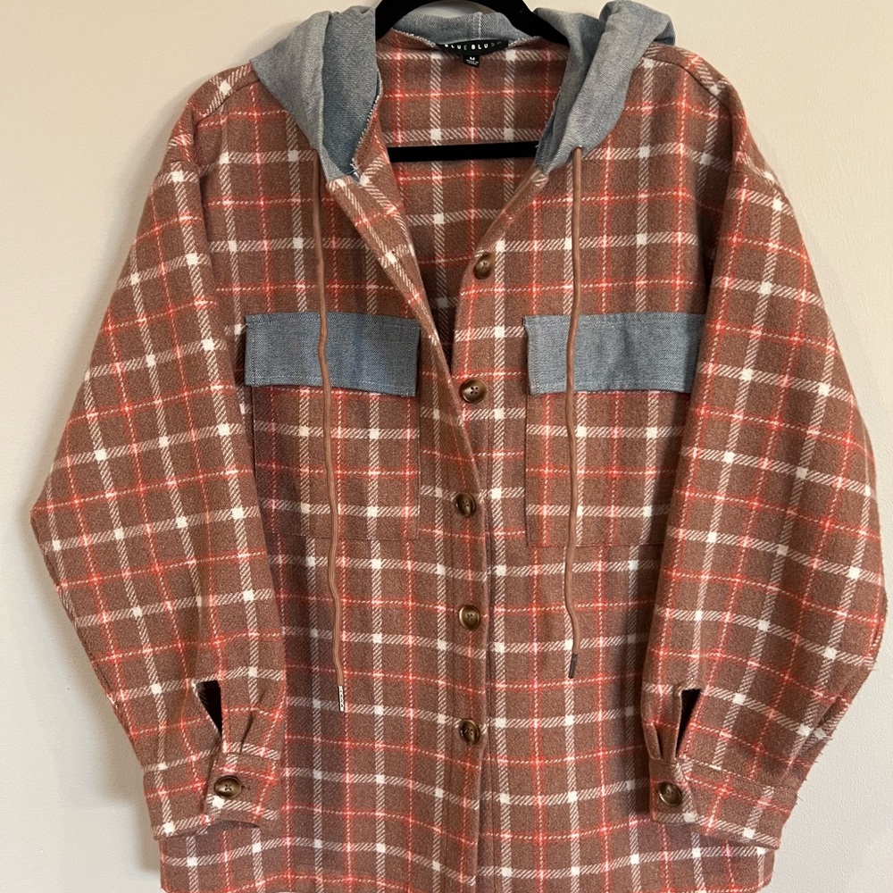 Blue Blush Plaid Jacket